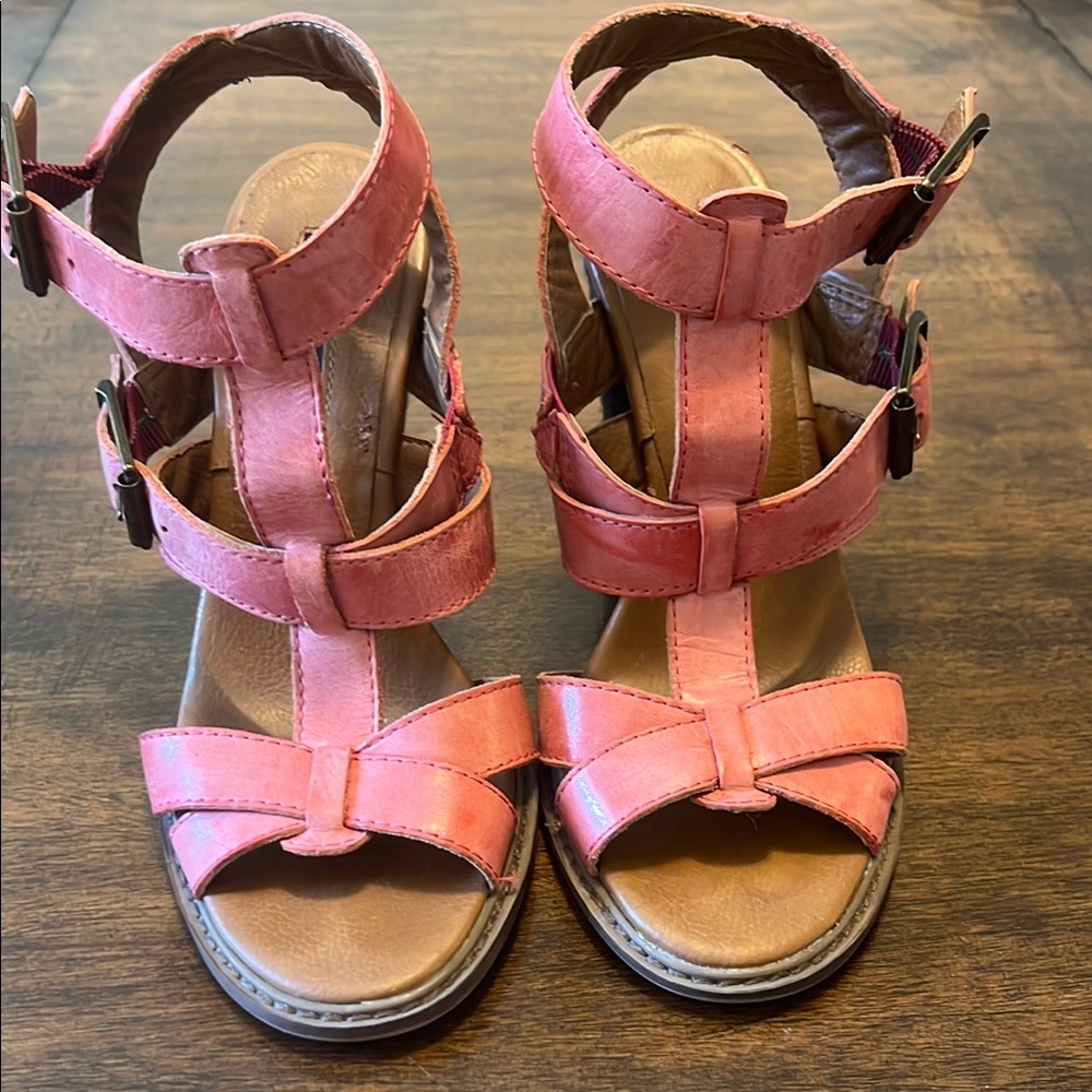 Calvin Klein Jeans Isabelle Pink and Brown Gladiator Heels - Picture 3 of 14